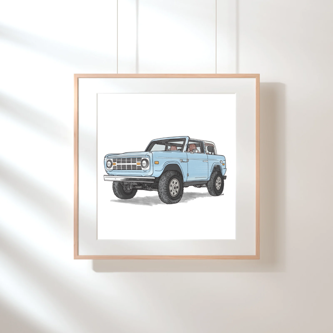 Vintage Broncos Brittany Blue Art Print | Unframed