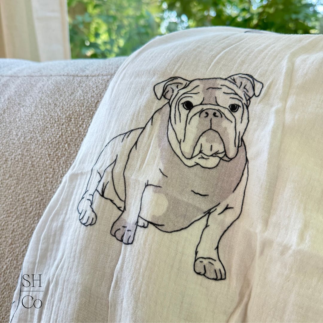 Bulldog Baby Swaddle Blanket - Muslin Cotton Keepsake for Your Little One