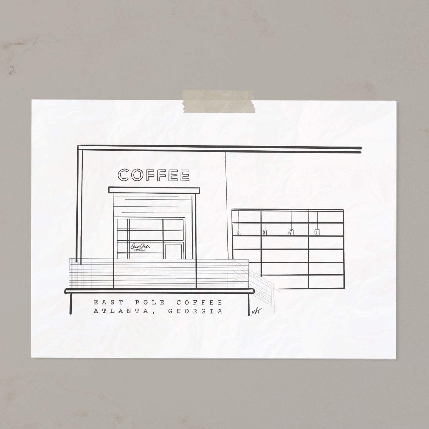 East-Pole-Coffee-Shop-Atlanta-Line-Art-Print