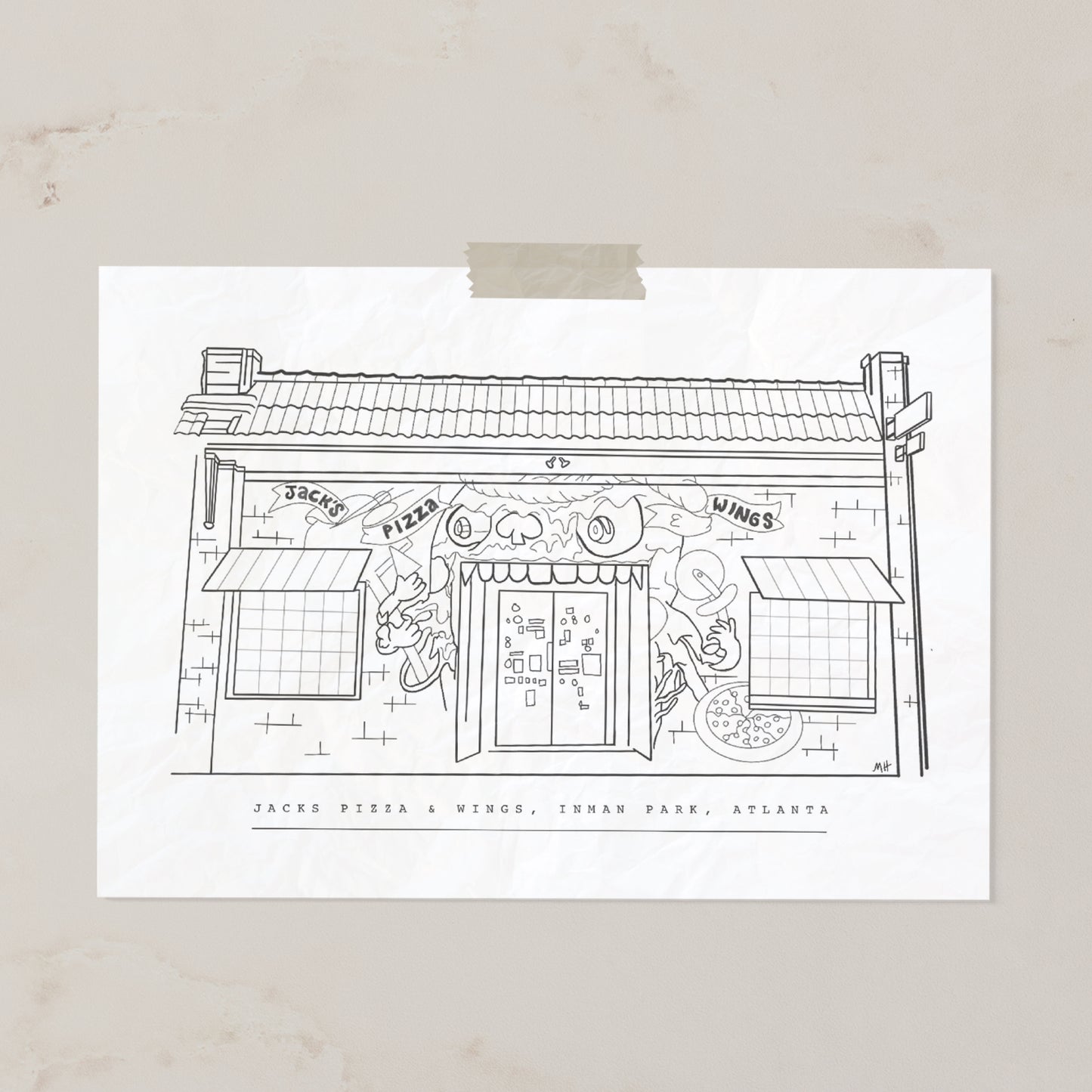Jacks-Pizza-Atlanta-Restaurant-Line-Art-Print