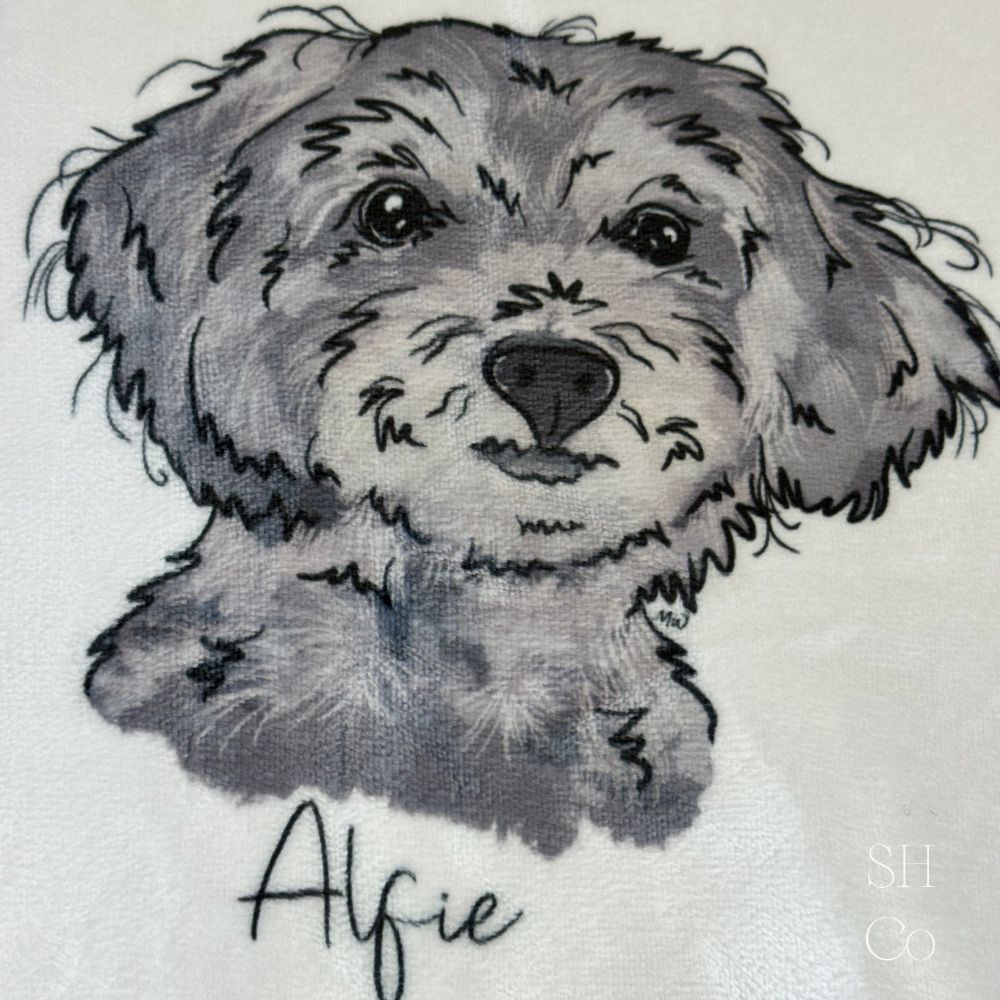 Custom Pet Portrait Blanket - Standard | Personalized Minky Pet Blanket
