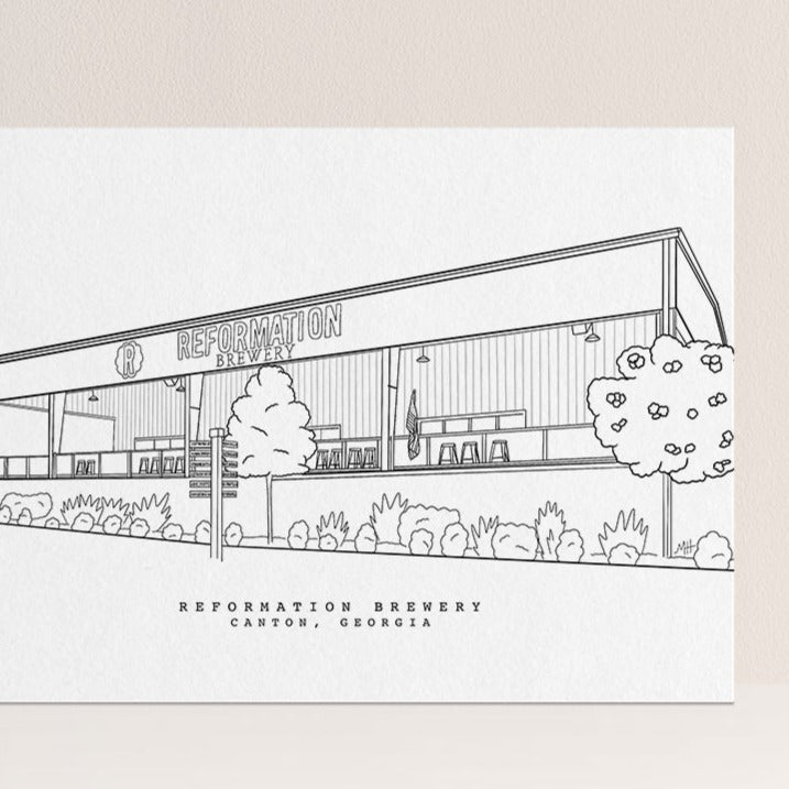Reformation Brewery - Canton Georgia Craft Beer Line Art Print