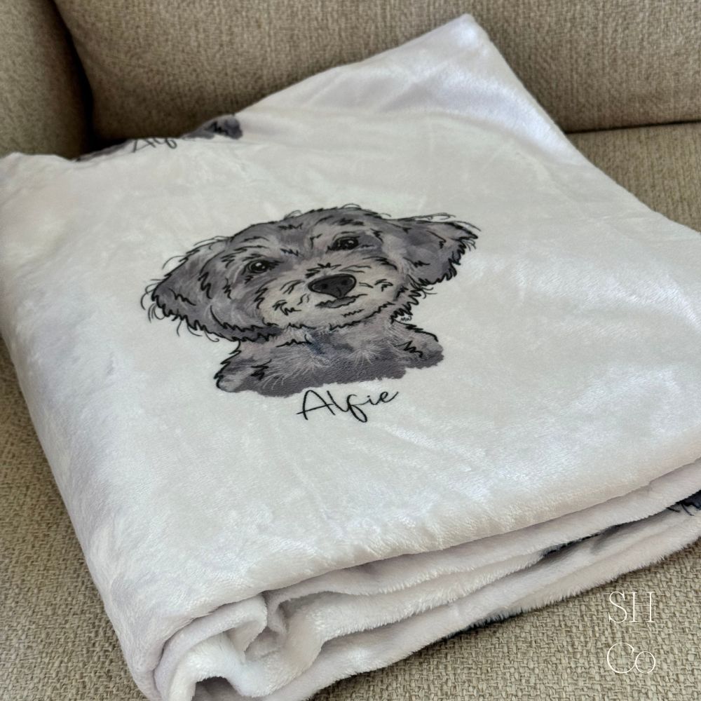 Custom Pet Portrait Blanket - Standard | Personalized Minky Pet Blanket