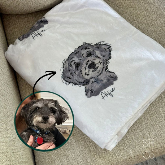 Custom Pet Portrait Blanket - Standard | Personalized Minky Pet Blanket