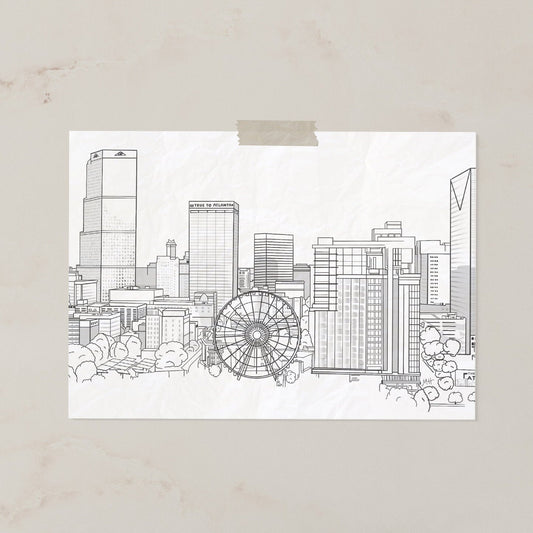 Atlanta Skyline Line Art Print - Capture The Essence of ATL | Unframed