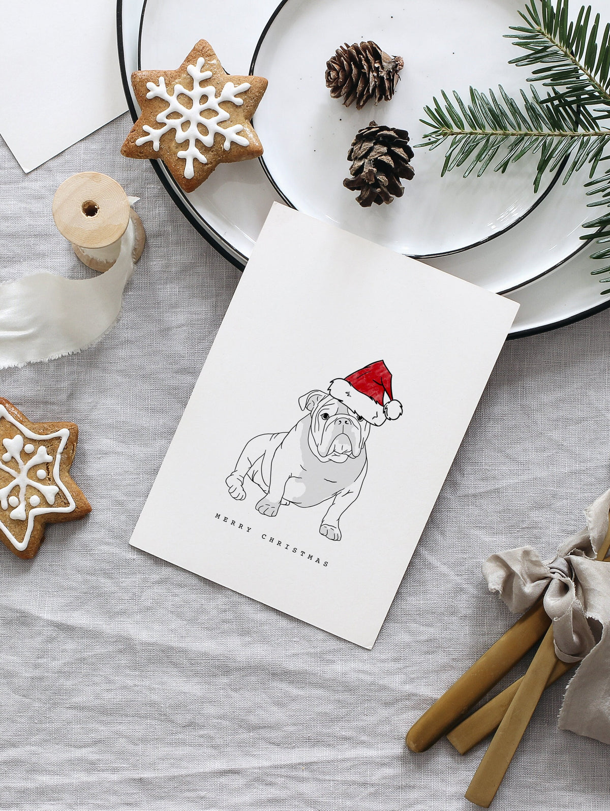Bulldog Christmas Card Set
